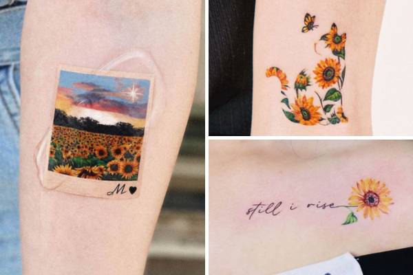 Cheerful sunflower tattoos with meaning