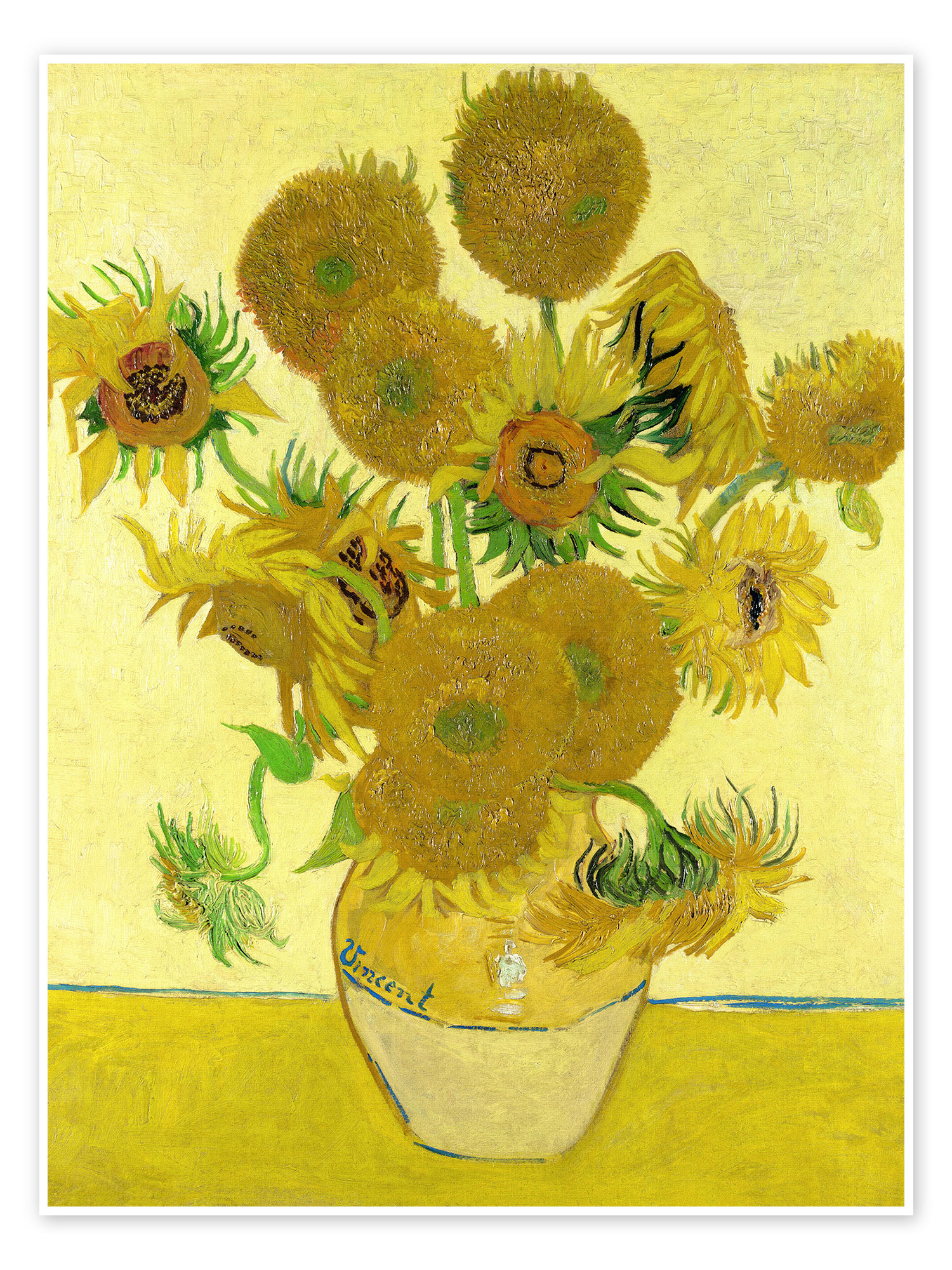 Vase with fifteen sunflowers ii print by vincent van gogh