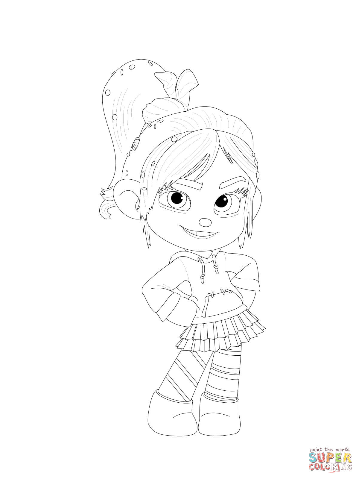 Vanellope is posing with her hands on her hips coloring page free printable coloring pages