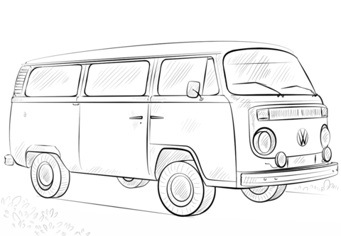 Vw bus coloring page free printable coloring pages