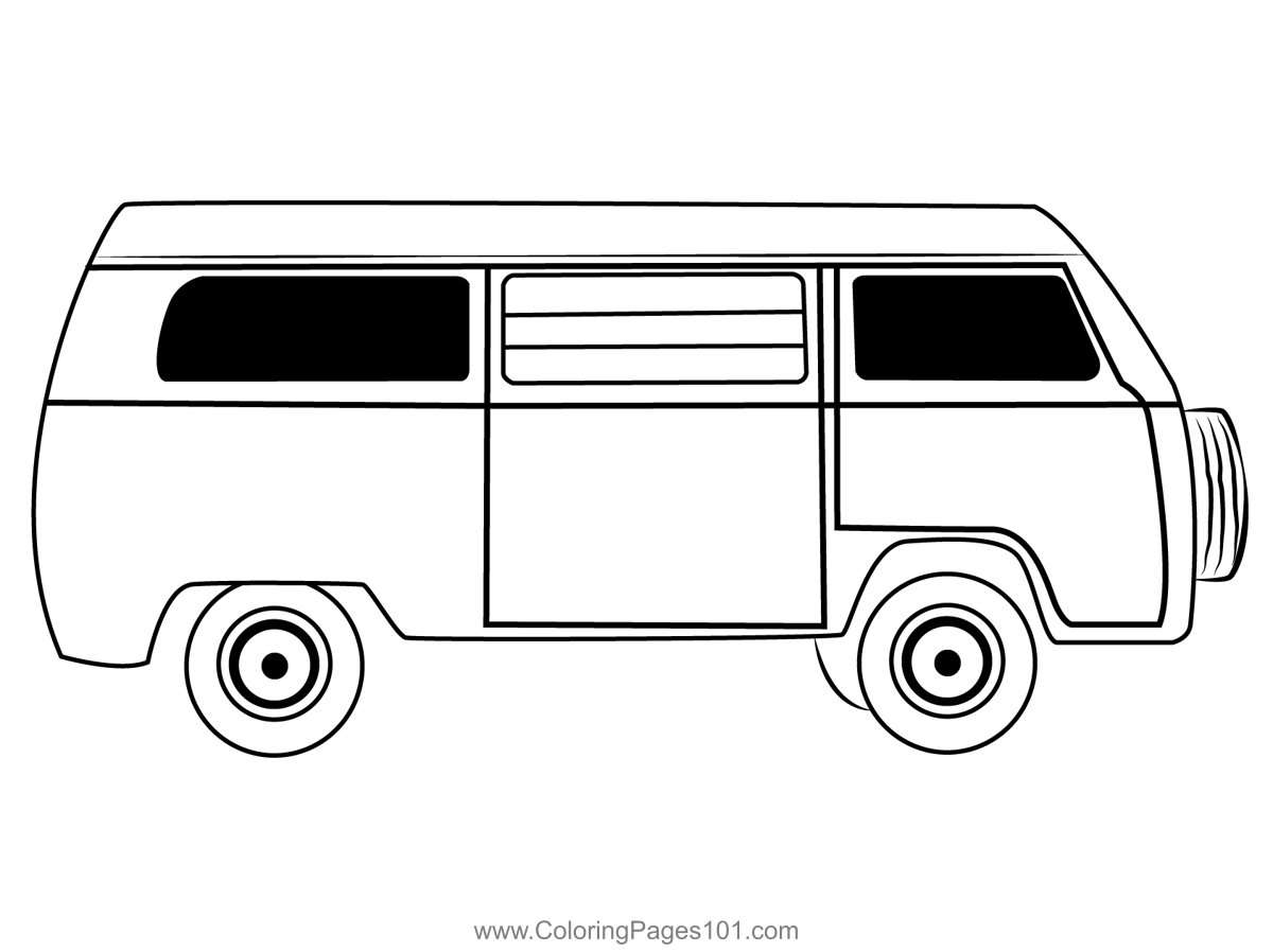 Volkswagen camper van coloring page for kids