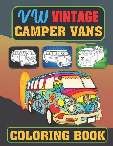 Vw vintage camper vans coloring book by lunar bunny