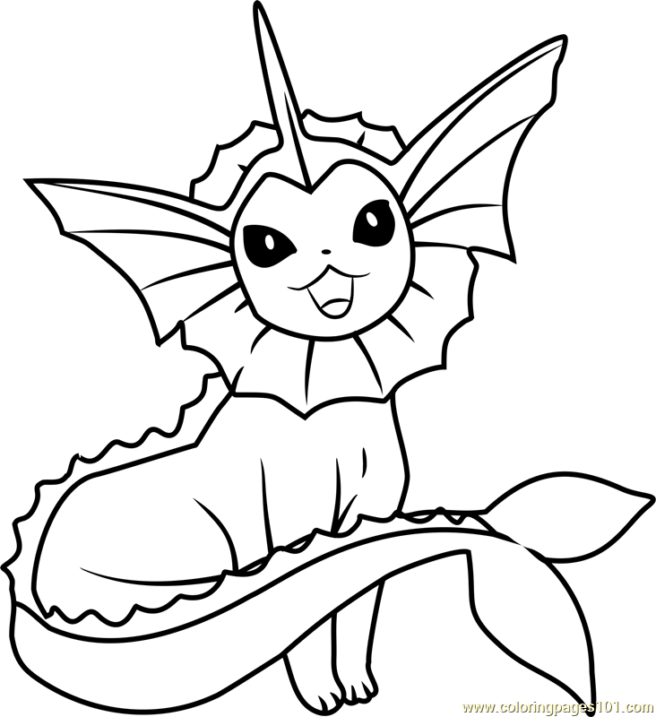 Vaporeon pokemon coloring page for kids