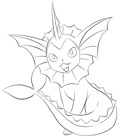 Vaporeon coloring page free printable coloring pages