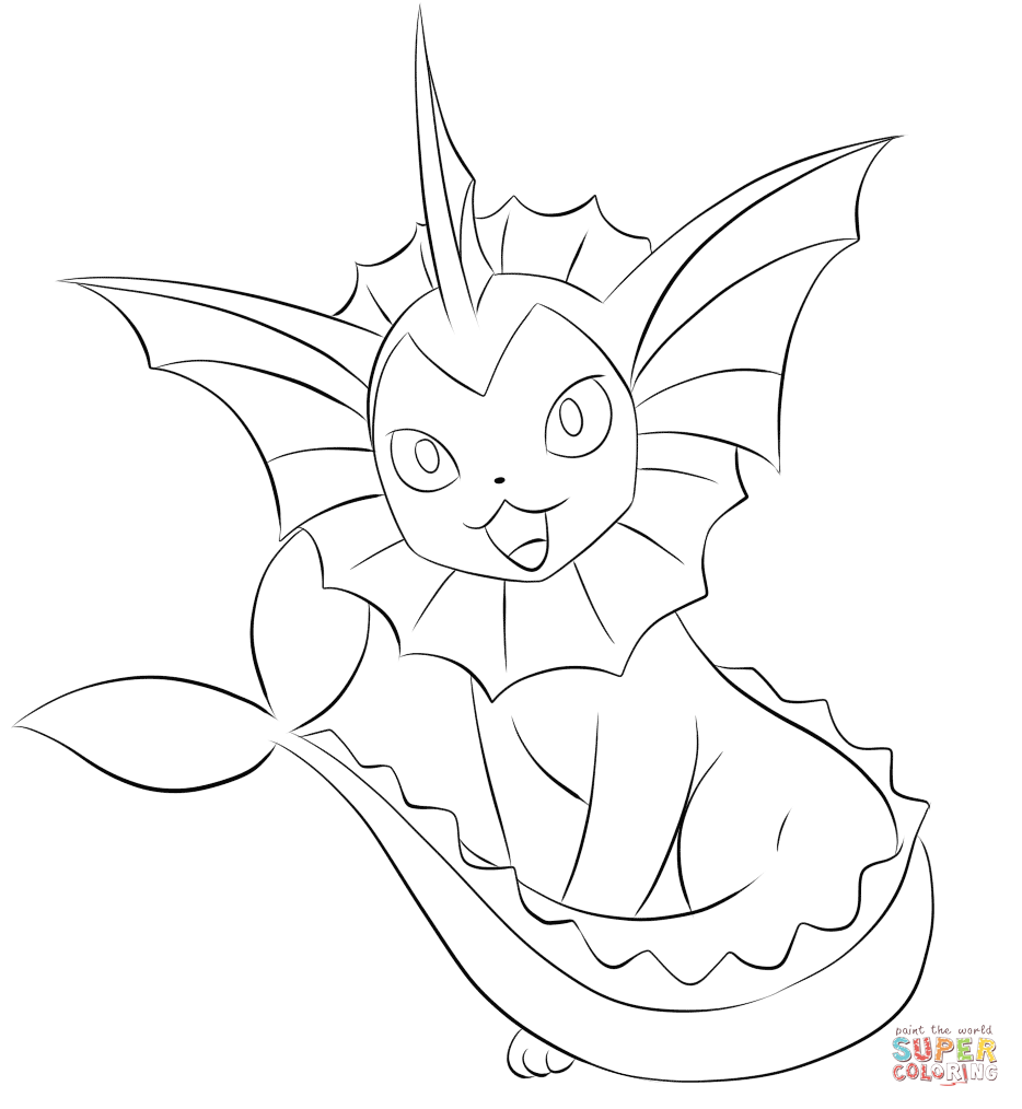 Vaporeon coloring page free printable coloring pages