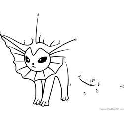 Vaporeon connect the dots printable worksheets