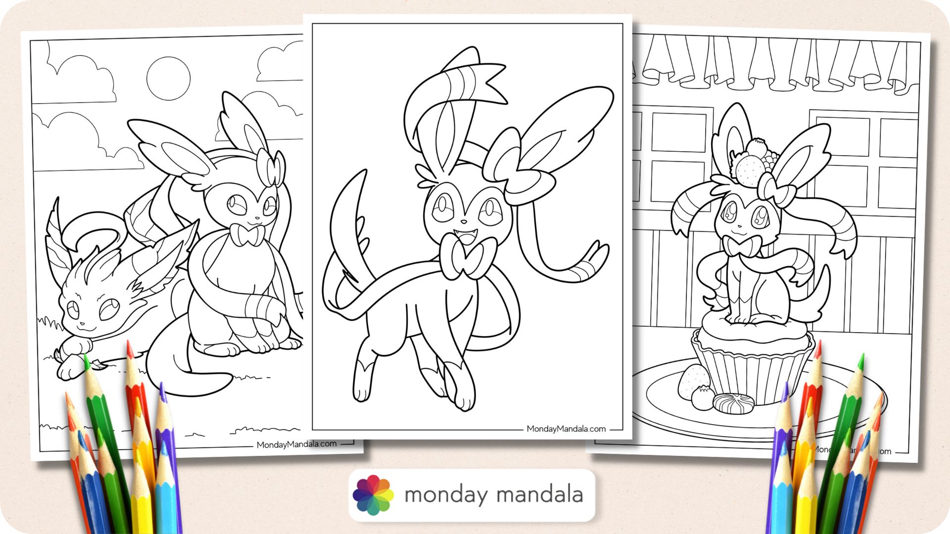 Sylveon coloring pages free pdf printables