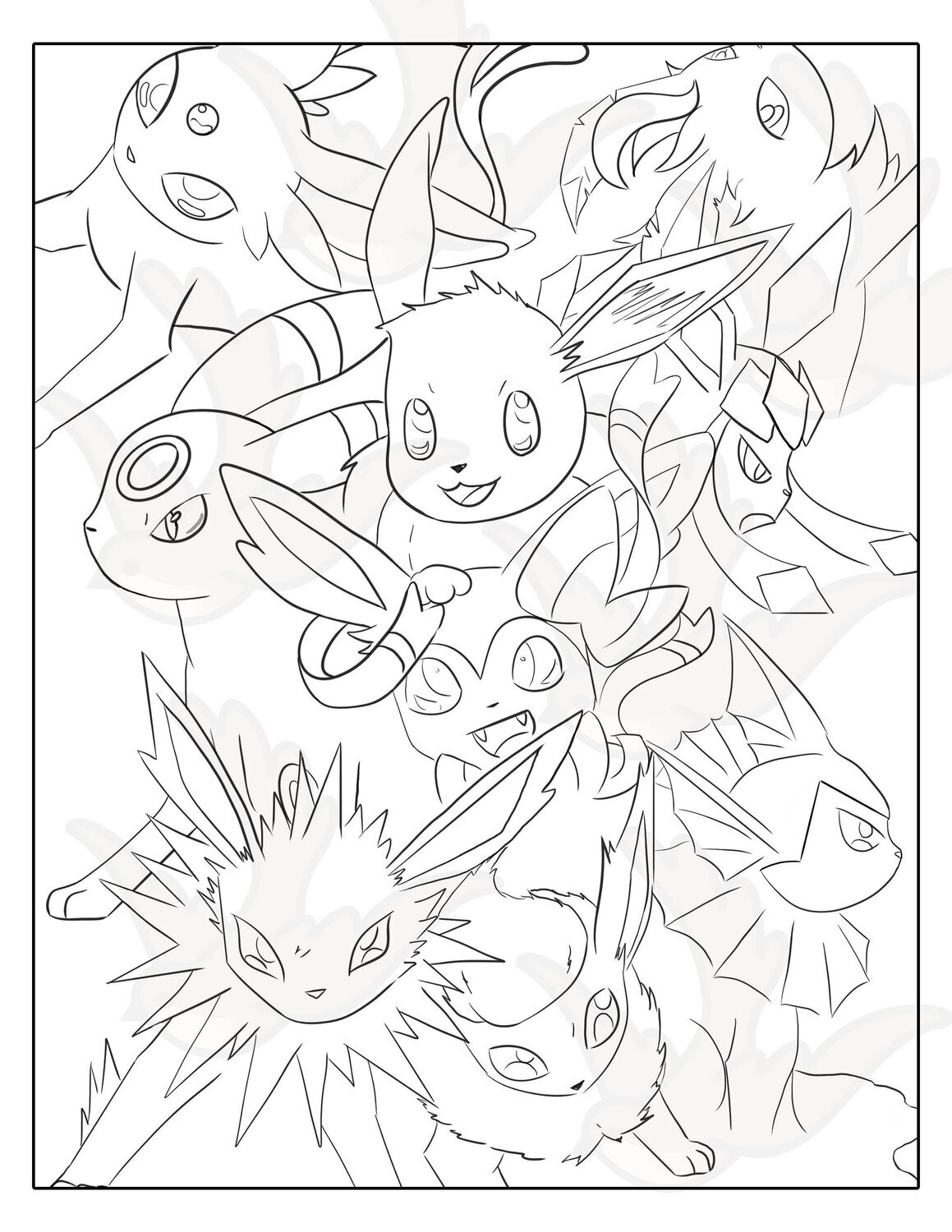 Cute coloring page adult coloring page printable coloring sheets pokemon coloring sheets eevee coloring sheet vaporeon