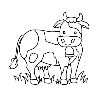 Cow coloring page kids vectors illustrations for free download