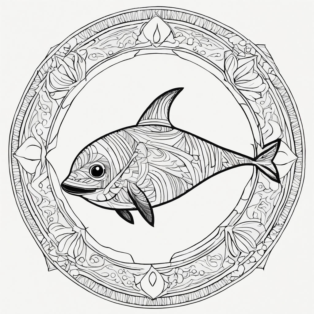 Fish drawing in black and white with a white background