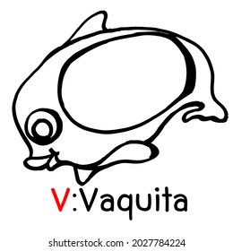 Vaquita cartoon animal coloring pages stock illustration