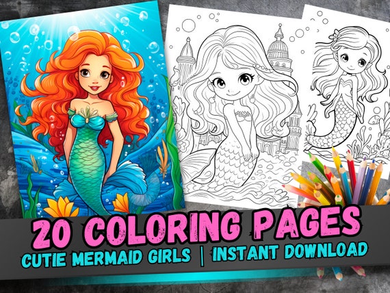 Mermaid coloring pages for kids part cute drawings underwater princess printable art colorful illustrations perfect for girls