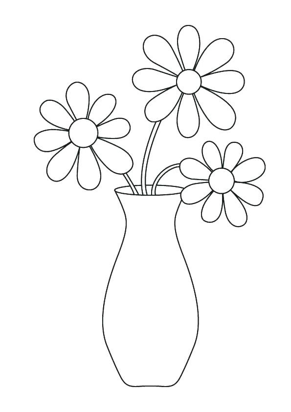 Coloring pages jasmine flower in vase coloring page