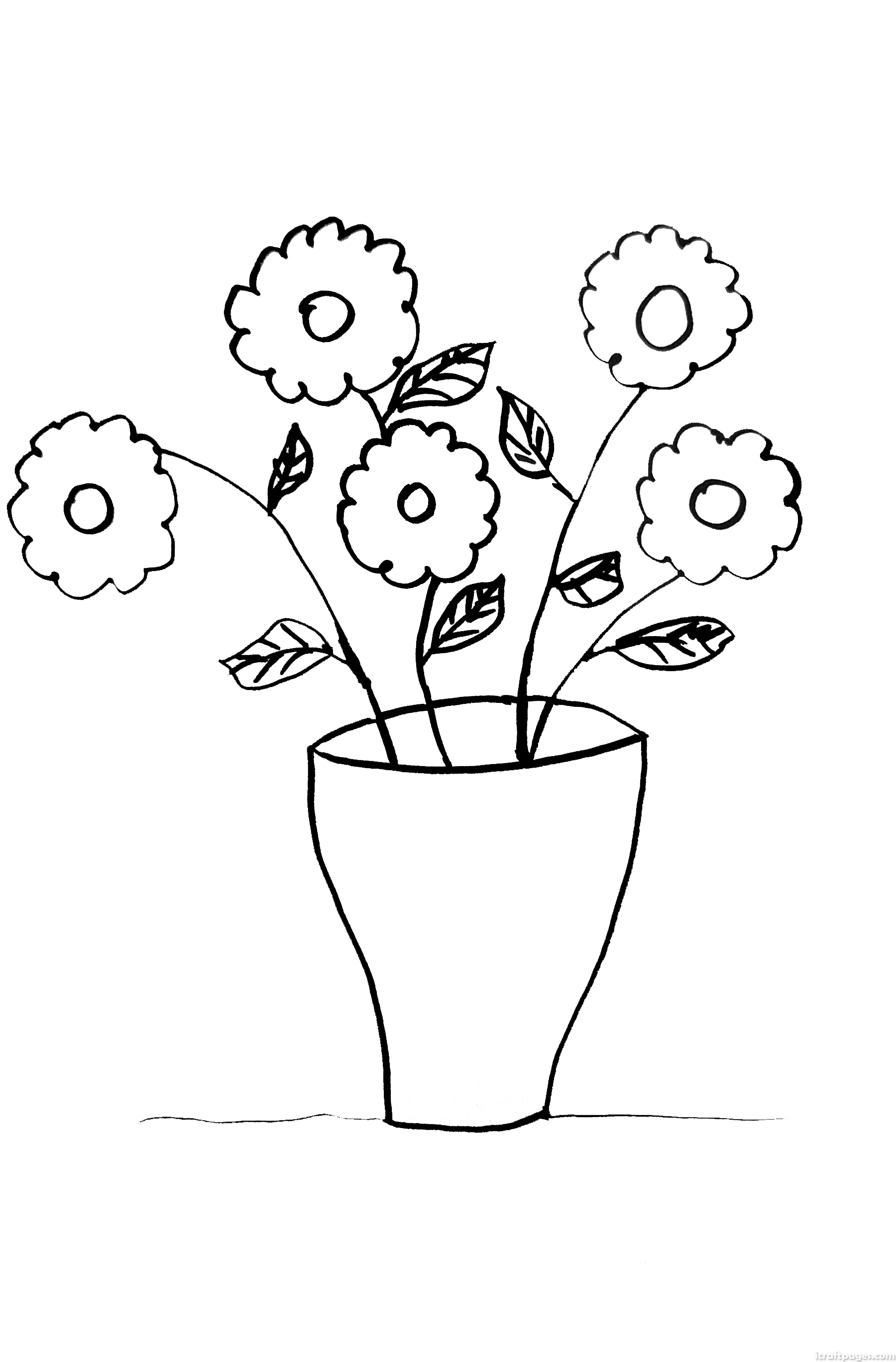 How to draw a flowers in a vase coloring page