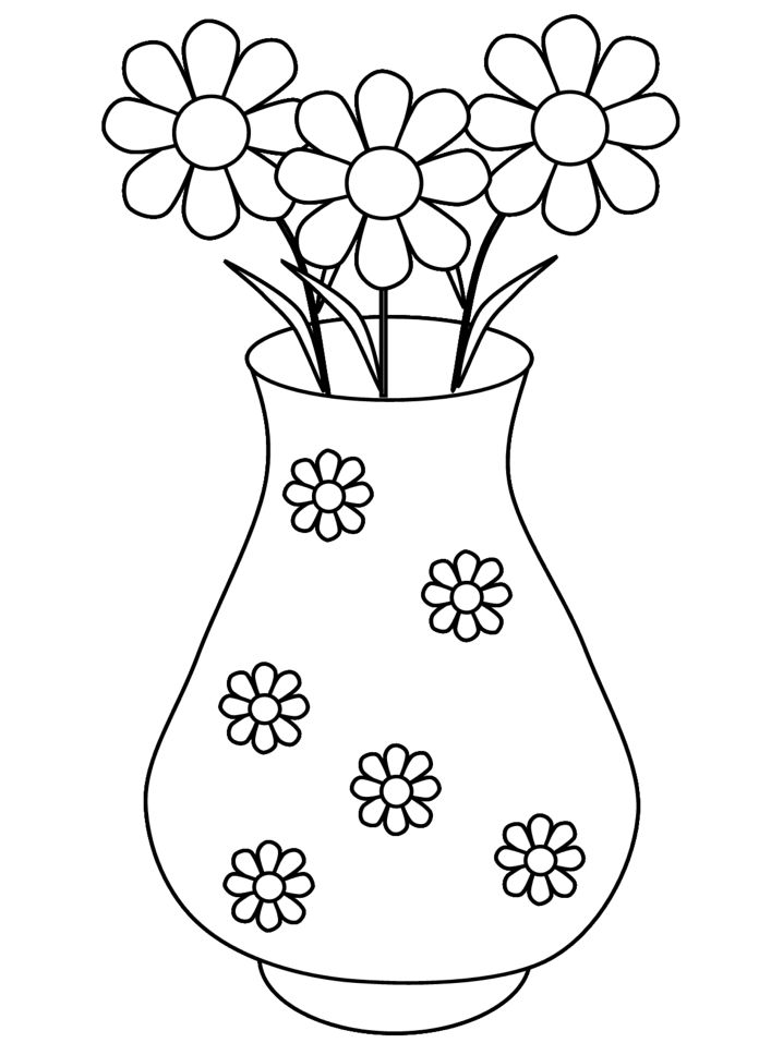 Flower in vase coloring page flower coloring pages coloring pages cartoon flowers