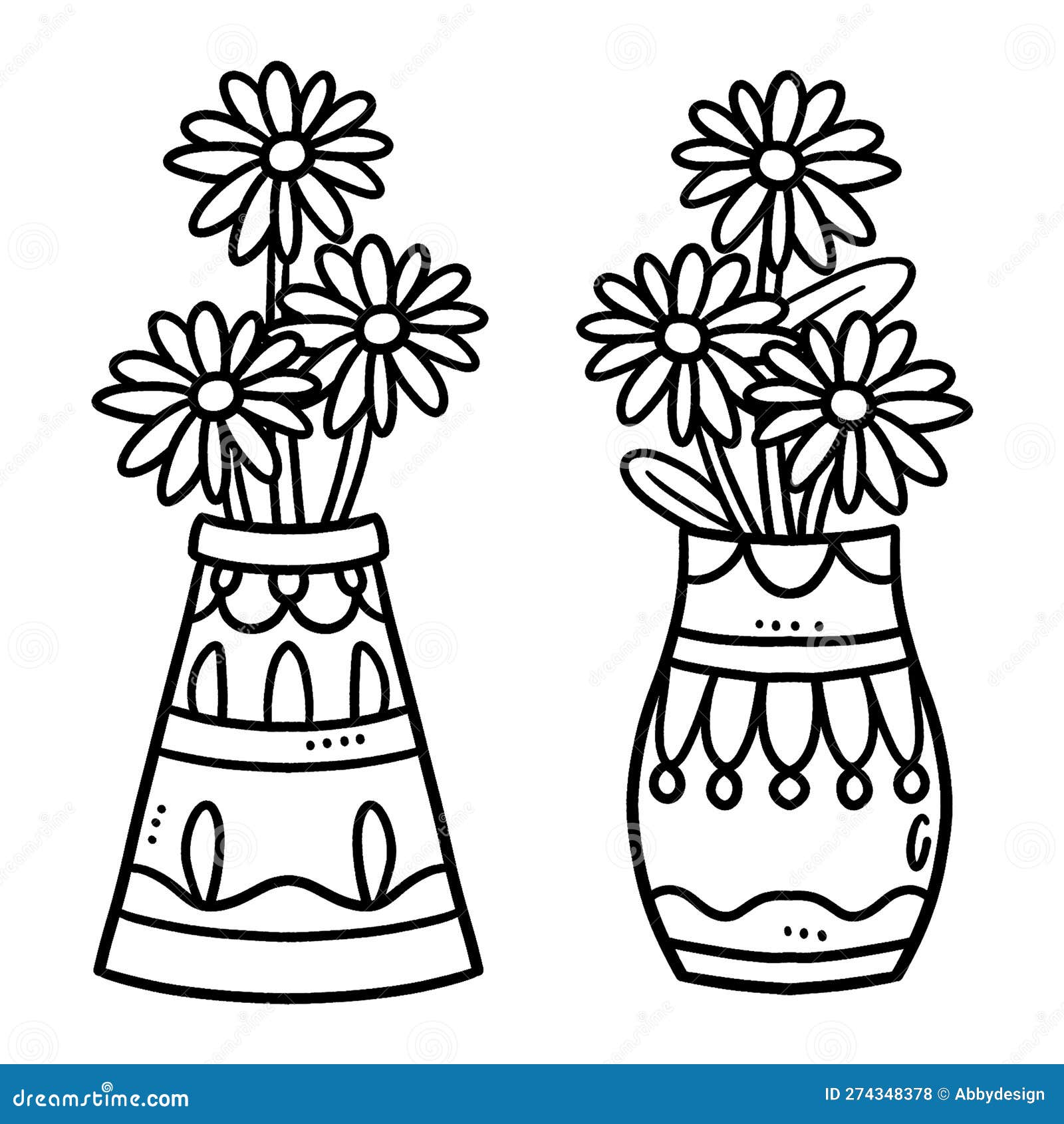 Flower vase isolated coloring page for kids stock vector