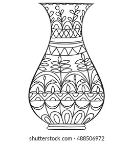 Black doodle vase flowers adult coloring stock vector royalty free