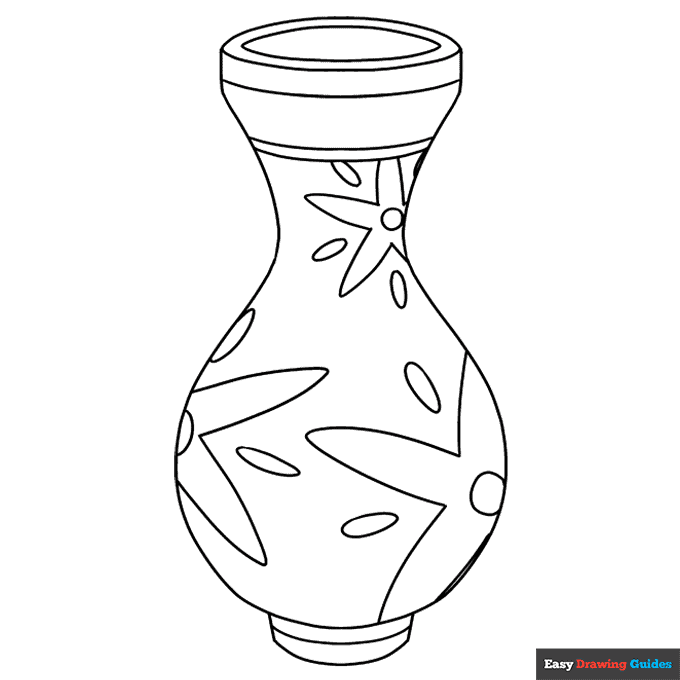 Vase coloring page easy drawing guides