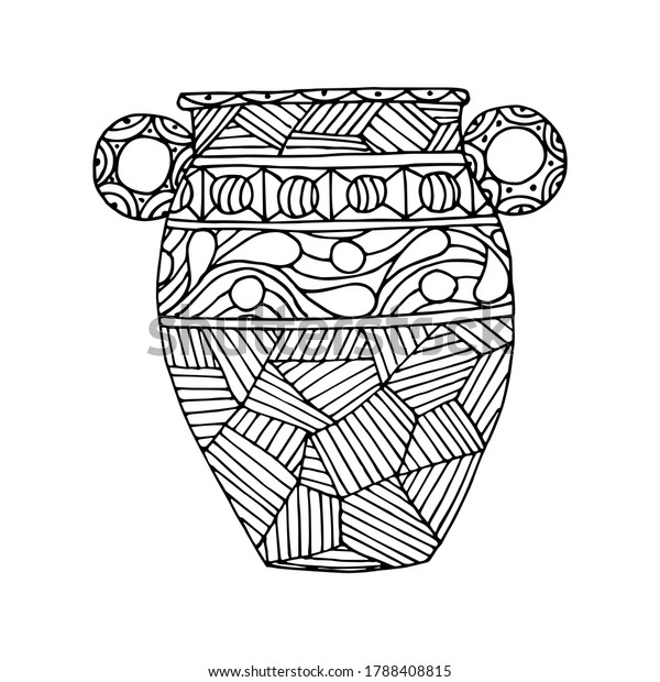 Greek vase coloring page doodle poster stock vector royalty free