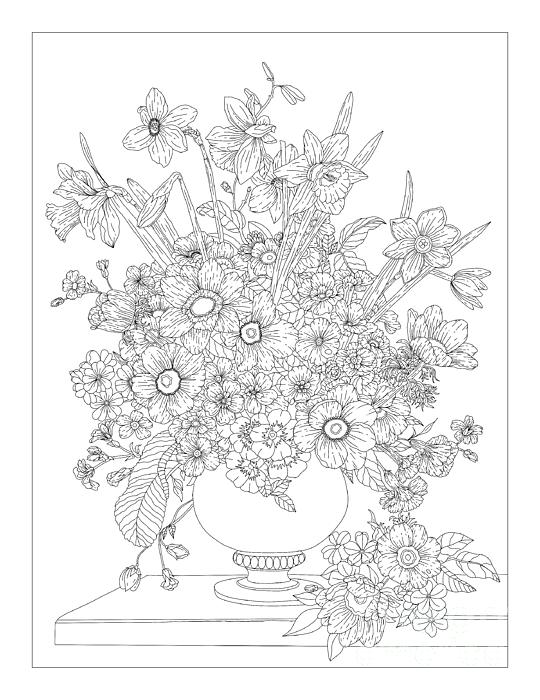 Floral fantasy flower vase coloring page tote bag by lisa brando