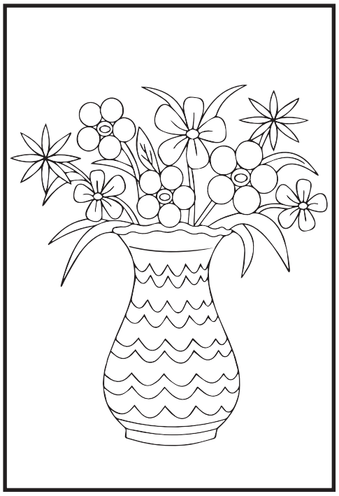 Flower vase coloring book with flowers bouquets made by teachers