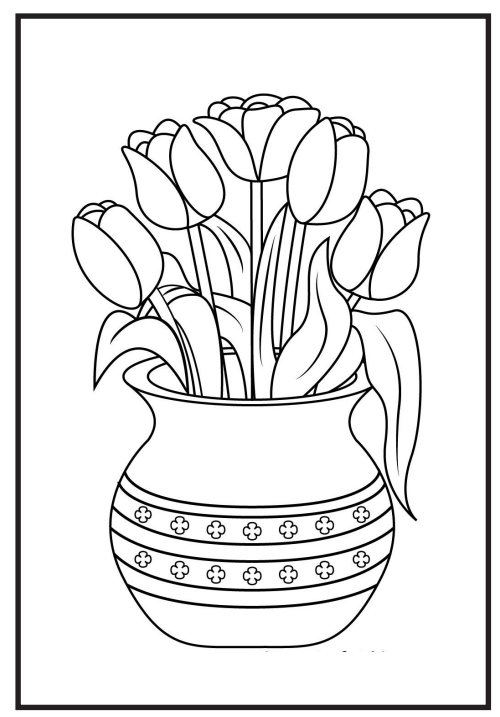 Flower vase coloring book with flowers bouquets made by teachers