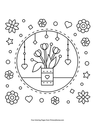 Spring flowers in a vase coloring page â free printable pdf from