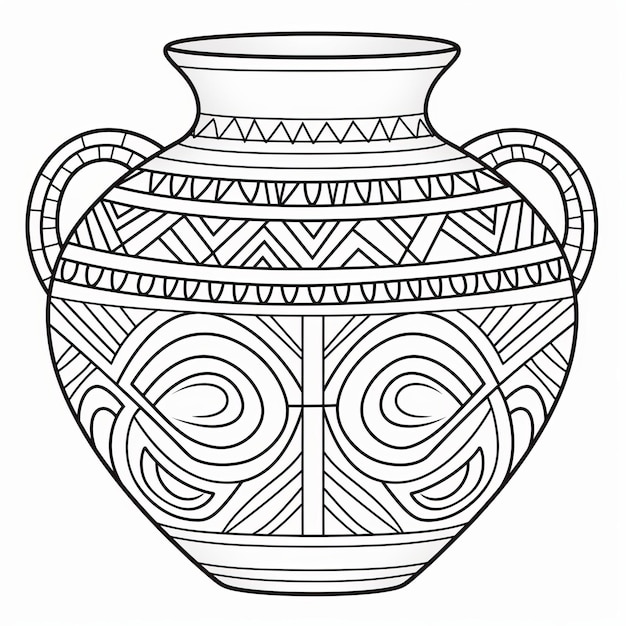 Premium ai image tribal design coloring pages vase with west african pattern