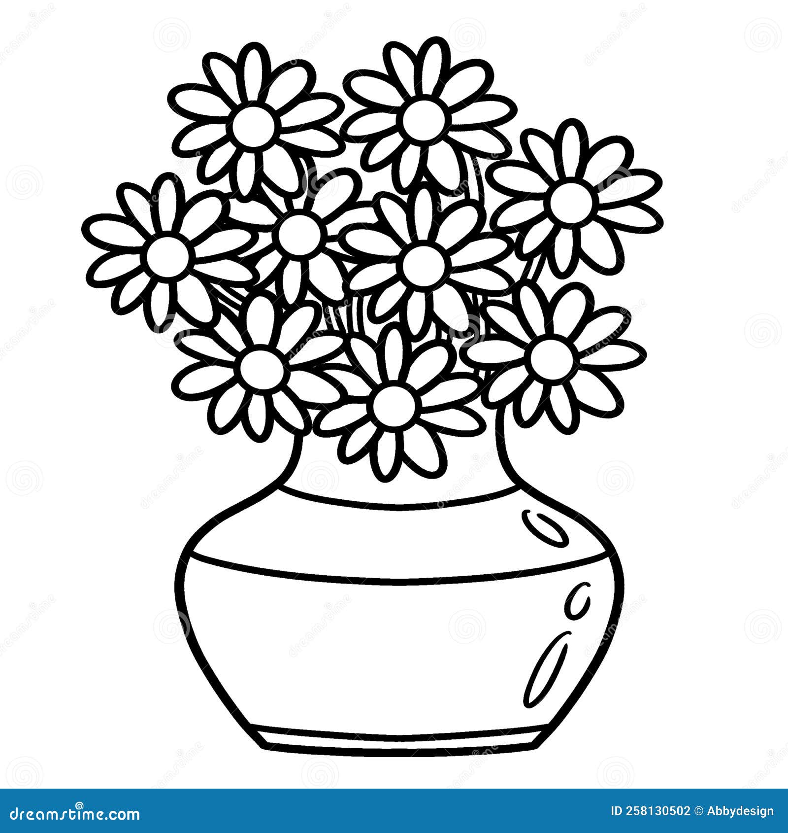 Flower vase isolated coloring page for kids stock vector