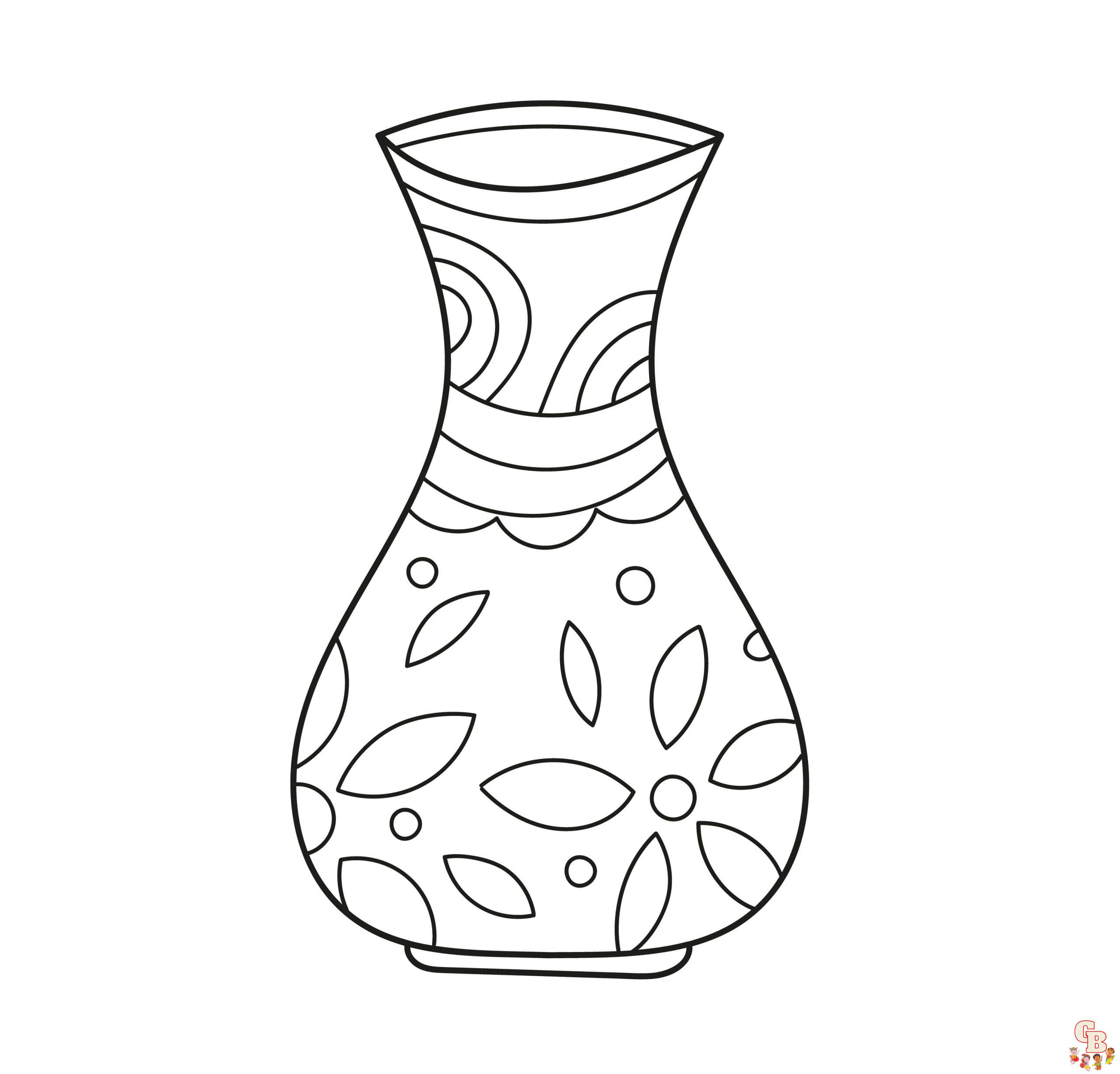 Printable vase coloring pages free for kids and adults