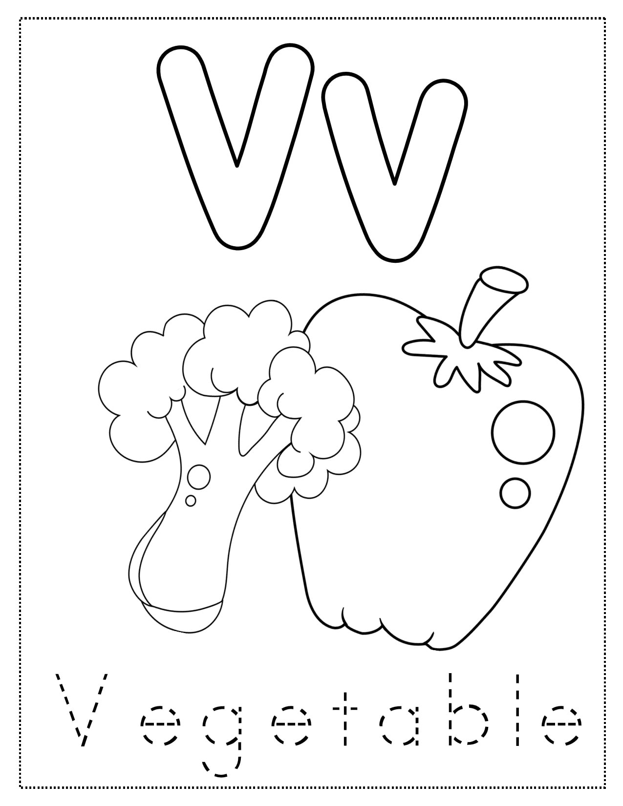 V is for vase craft coloring page