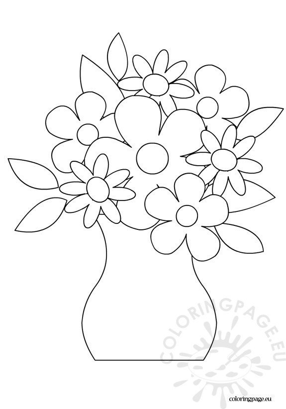 Flowers in a vase coloring page coloring page