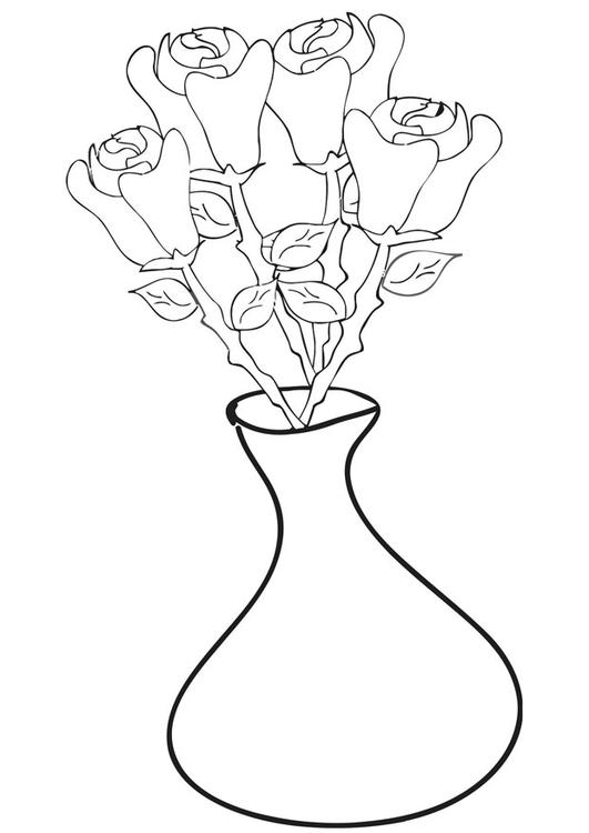 Coloring page roses in vase