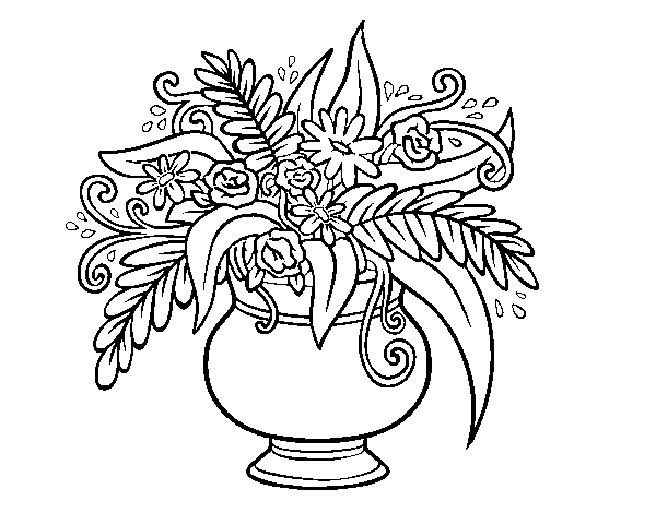 A vase with flowers coloring page