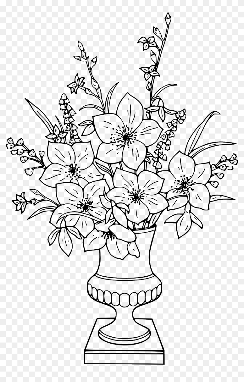 Flower vase coloring pages hd png download