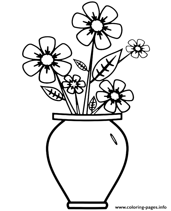 Vase with flowers coloring page printable