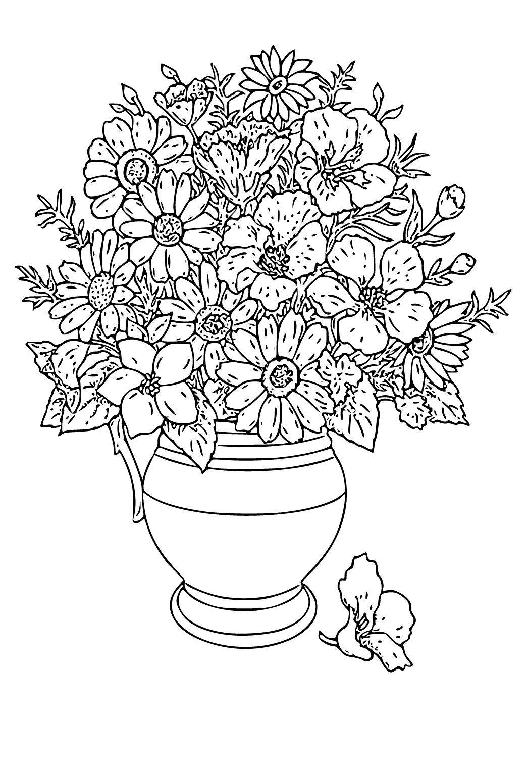 Free printable difficult flowers coloring page for adults and kids