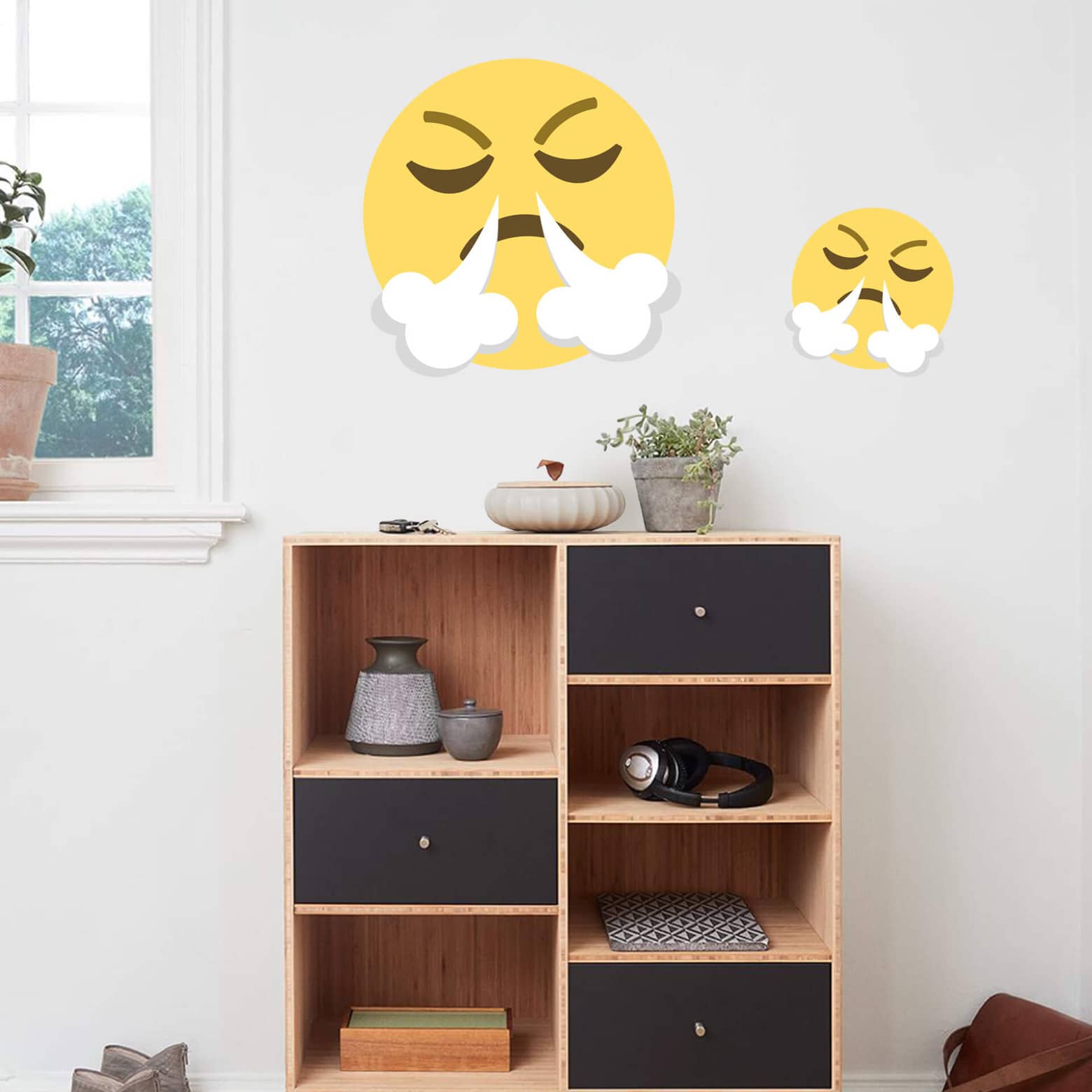 Wall sticker emoji frustrated face wall