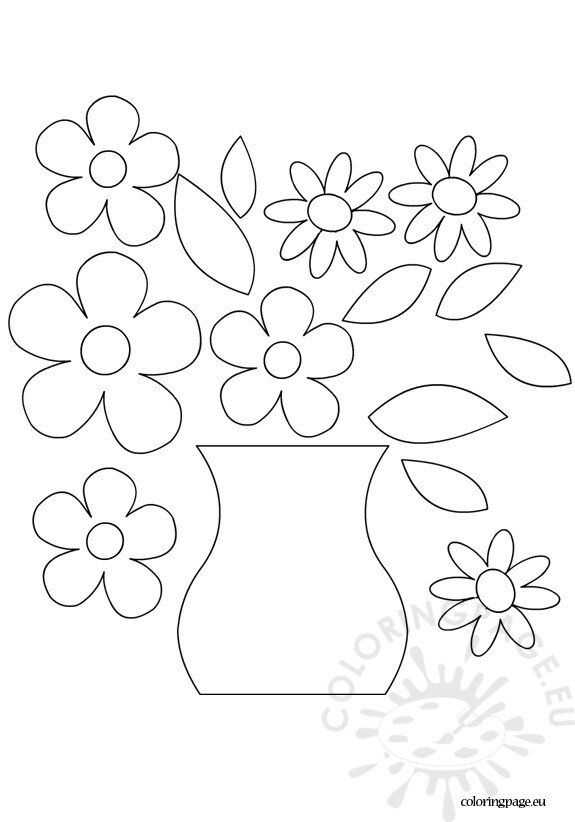 Flower vase template coloring page