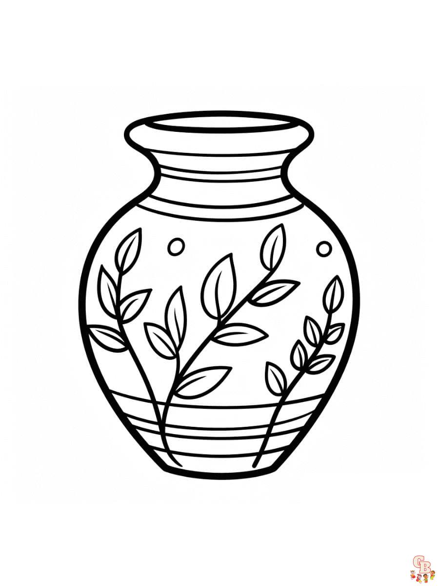 Printable vase coloring pages free for kids and adults