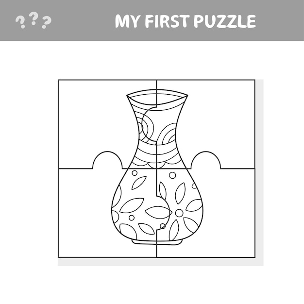 Premium vector shapes of vase jigsaw pieces jigsaw puzzle game for kids