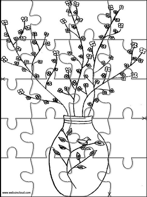 Flower vases printable jigsaw puzzles to cut out for kids flower puzzles free jigsaw puzzles flower vases