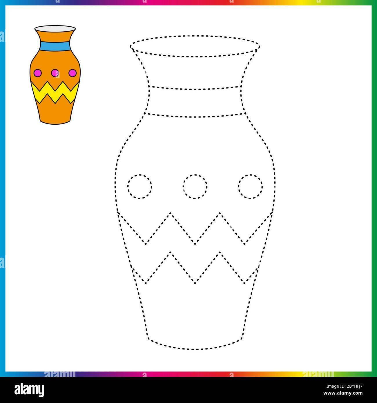 Vase connect the dots and coloring page worksheet