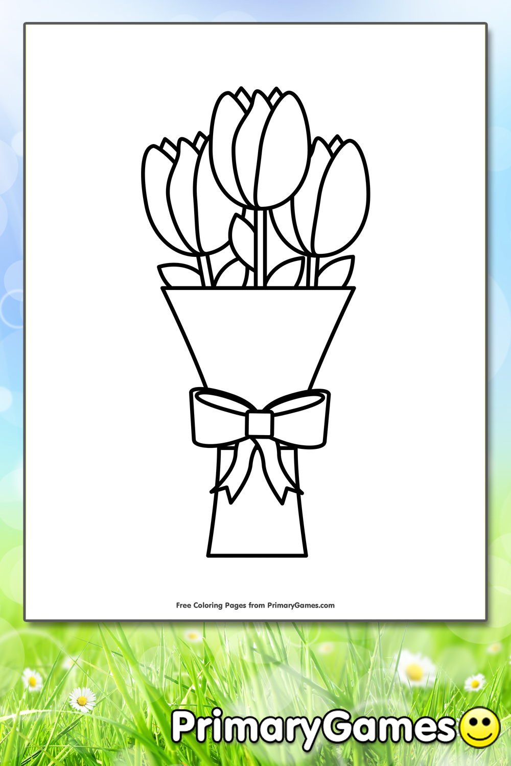 Bouquet of tulips coloring page â free printable pdf from