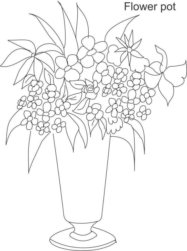 Flower pot coloring pages