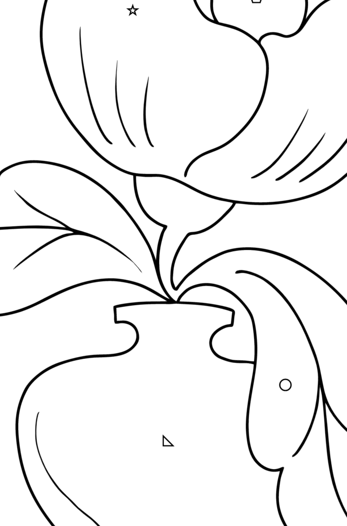 Coloring page flowers in a vase for kids