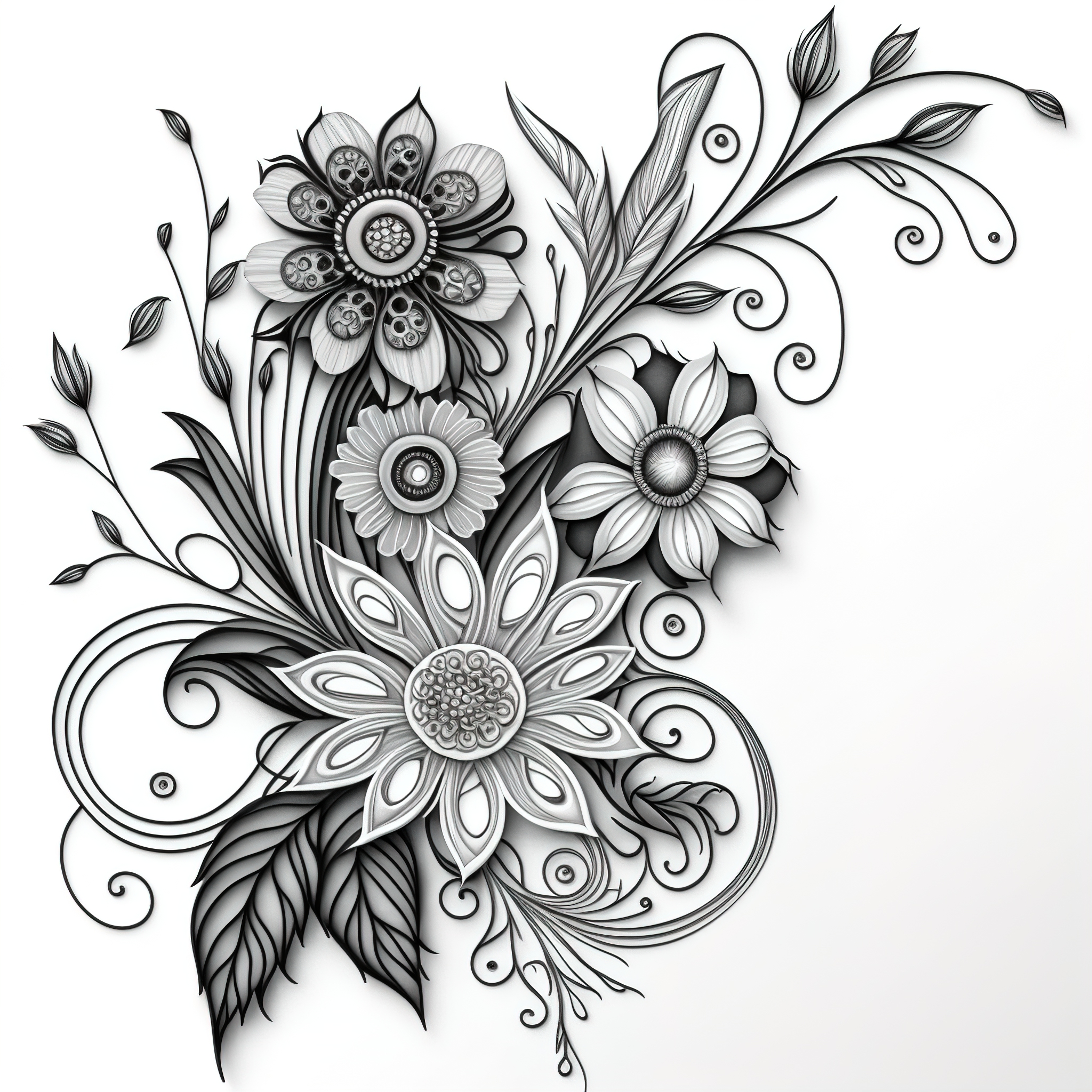 Drawing of flowers coloring page for adults ðñðððððº