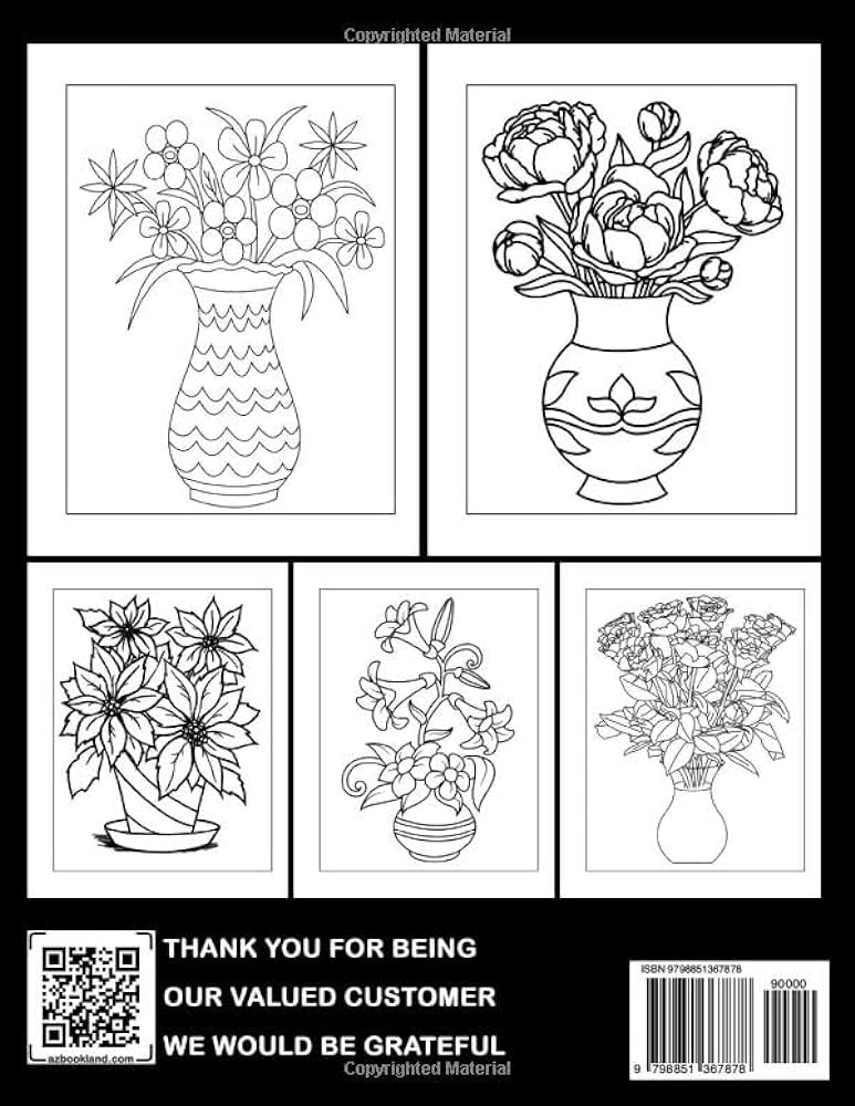 Flowers in vase coloring book amazing and interesting flower coloring pages for adults spark your imagination and creation davidson katy books