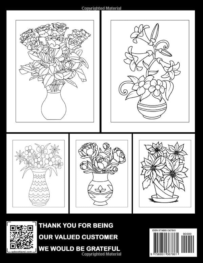 Flowers in vase coloring book amazing and interesting flower coloring pages for adults spark your imagination and creation davidson katy books