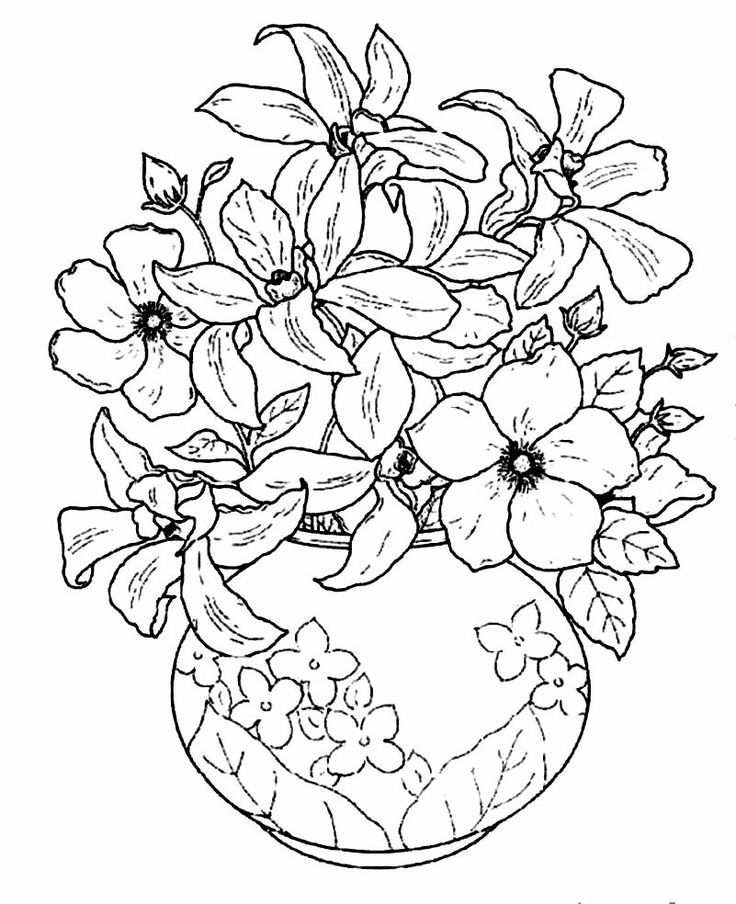 Beautiful flower vase printable flower coloring pages designs coloring books flower coloring sheets